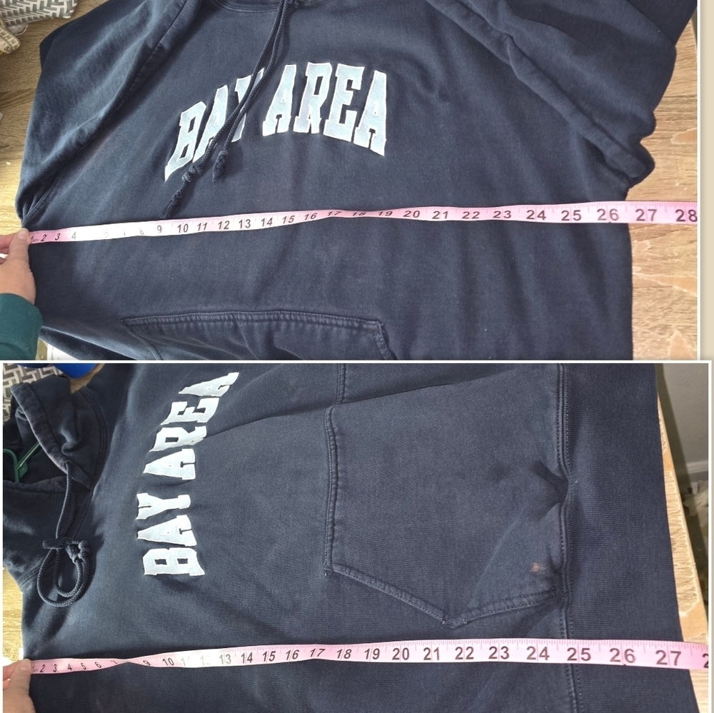 Brandy Melville BAY AREA Logo Navy Hoodie Sweatshirt One Size OS Oversize M L XL - Picture 9 of 9